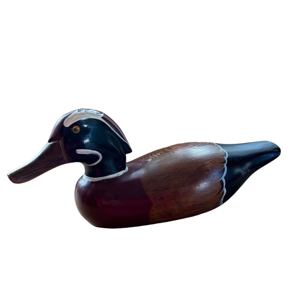 Vintage Hand Carved‎ Hand Painted Wooden 14" Duck Decoy Unsigned